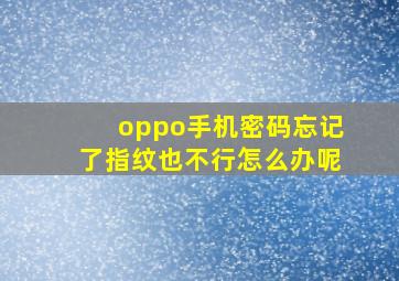 oppo手机密码忘记了指纹也不行怎么办呢