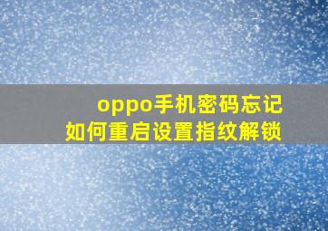 oppo手机密码忘记如何重启设置指纹解锁