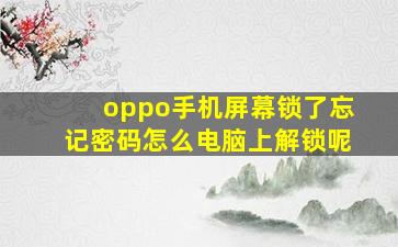 oppo手机屏幕锁了忘记密码怎么电脑上解锁呢