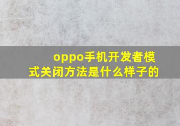 oppo手机开发者模式关闭方法是什么样子的