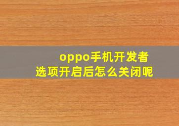 oppo手机开发者选项开启后怎么关闭呢