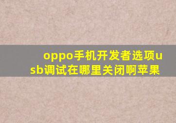 oppo手机开发者选项usb调试在哪里关闭啊苹果