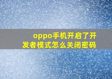 oppo手机开启了开发者模式怎么关闭密码