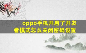 oppo手机开启了开发者模式怎么关闭密码设置