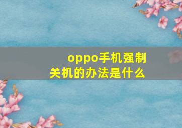 oppo手机强制关机的办法是什么