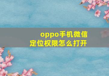 oppo手机微信定位权限怎么打开