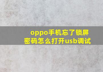 oppo手机忘了锁屏密码怎么打开usb调试