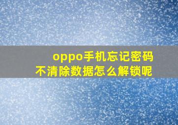 oppo手机忘记密码不清除数据怎么解锁呢