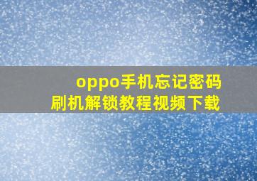 oppo手机忘记密码刷机解锁教程视频下载