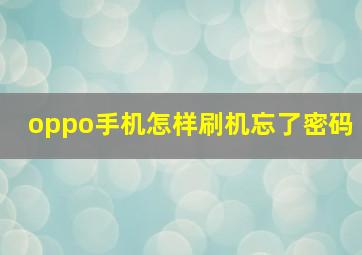 oppo手机怎样刷机忘了密码