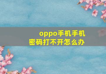 oppo手机手机密码打不开怎么办