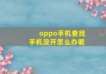 oppo手机查找手机没开怎么办呢