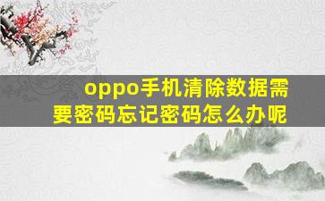 oppo手机清除数据需要密码忘记密码怎么办呢