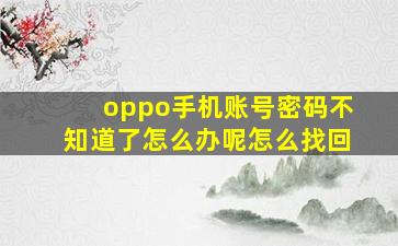 oppo手机账号密码不知道了怎么办呢怎么找回