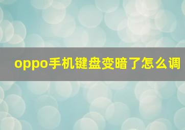 oppo手机键盘变暗了怎么调