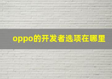 oppo的开发者选项在哪里