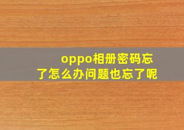 oppo相册密码忘了怎么办问题也忘了呢