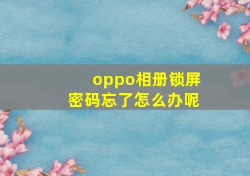 oppo相册锁屏密码忘了怎么办呢