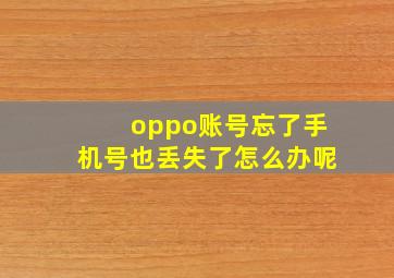 oppo账号忘了手机号也丢失了怎么办呢