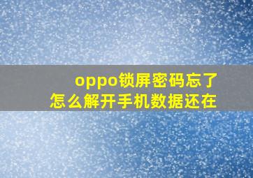 oppo锁屏密码忘了怎么解开手机数据还在