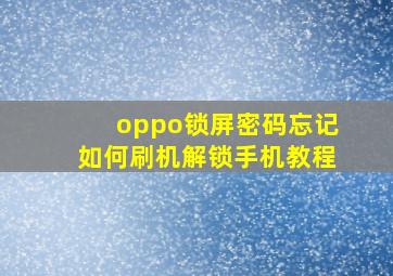 oppo锁屏密码忘记如何刷机解锁手机教程