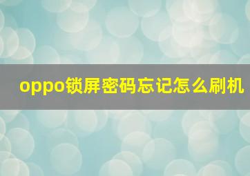 oppo锁屏密码忘记怎么刷机