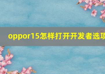 oppor15怎样打开开发者选项