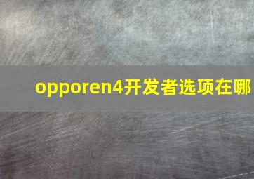 opporen4开发者选项在哪