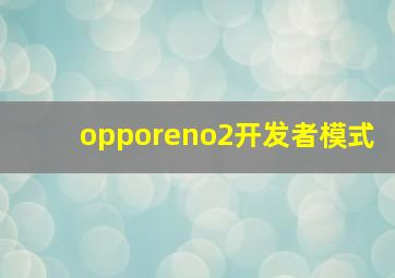 opporeno2开发者模式