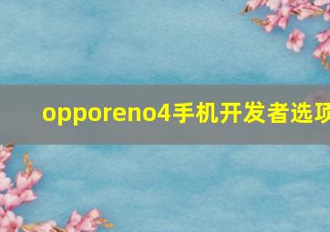 opporeno4手机开发者选项