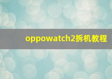 oppowatch2拆机教程