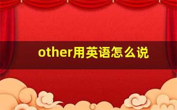 other用英语怎么说