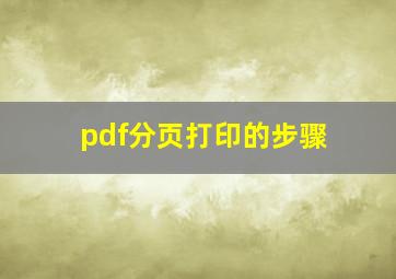 pdf分页打印的步骤