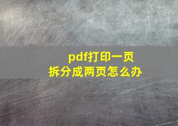 pdf打印一页拆分成两页怎么办