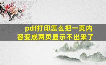 pdf打印怎么把一页内容变成两页显示不出来了