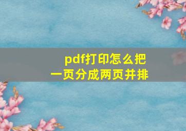 pdf打印怎么把一页分成两页并排