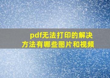 pdf无法打印的解决方法有哪些图片和视频