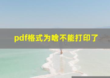 pdf格式为啥不能打印了