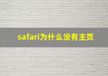 safari为什么没有主页