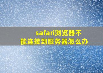 safari浏览器不能连接到服务器怎么办