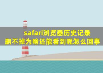 safari浏览器历史记录删不掉为啥还能看到呢怎么回事