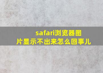 safari浏览器图片显示不出来怎么回事儿