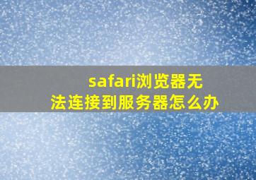 safari浏览器无法连接到服务器怎么办