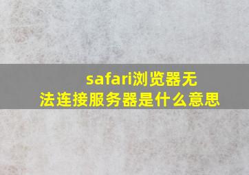 safari浏览器无法连接服务器是什么意思