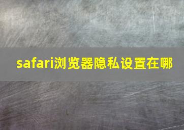 safari浏览器隐私设置在哪