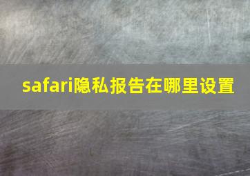 safari隐私报告在哪里设置