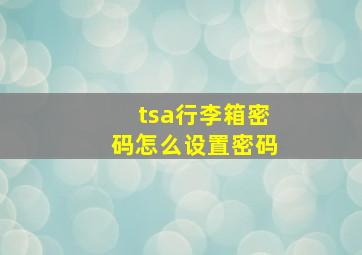 tsa行李箱密码怎么设置密码