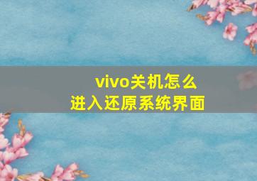 vivo关机怎么进入还原系统界面