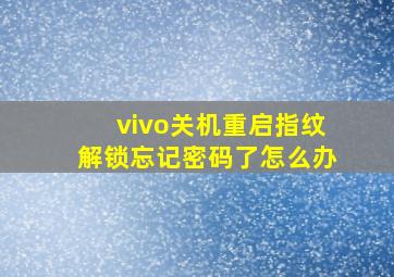 vivo关机重启指纹解锁忘记密码了怎么办