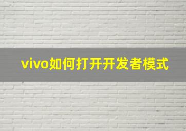 vivo如何打开开发者模式